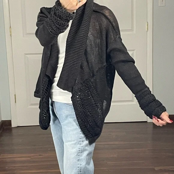 TSE Black 100% Linen Open Cardigan Shrug  size S NWT - Picture 5 of 17